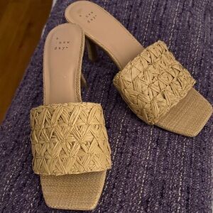 A New Day Beige Woven Mules